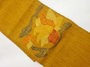 リサイクル　手織り真綿紬花模様織出し名古屋帯